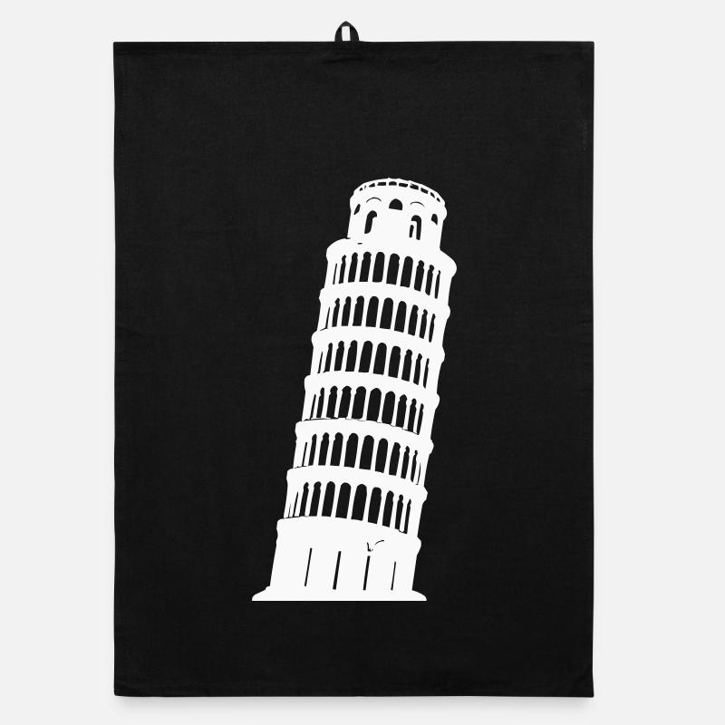 Pisa Tower Silhouette Monochrome Organic dish towel