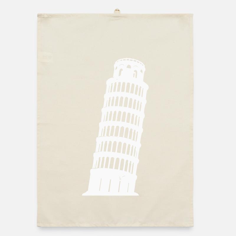 Pisa Turm Silhouette Monochrom Organic Geschirrtuch
