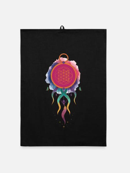Spirituality Sacred Geometry Lotus Flower Zen - Organic dish towel - black - Front