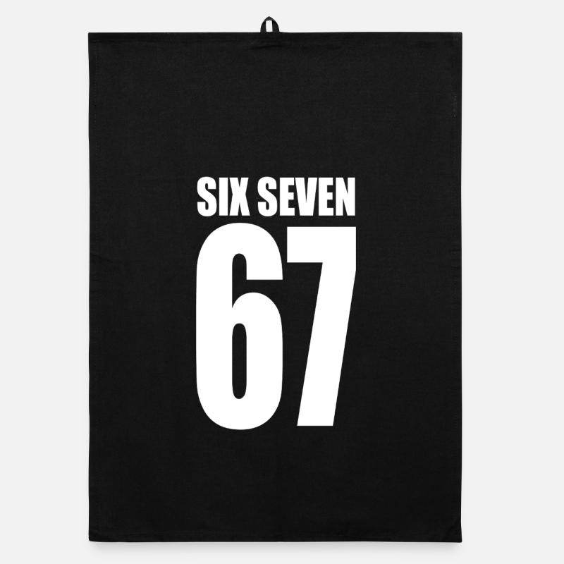 67 - six seven sixseven meme viral - Organic Geschirrtuch - Schwarz