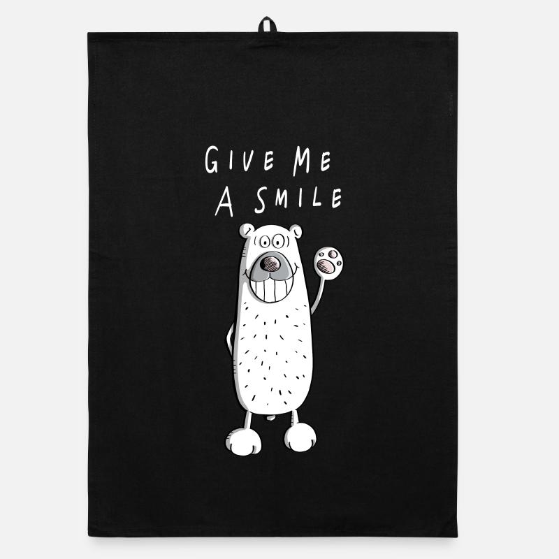 Give me A Smile - Polar Bear - Polar Bear - Bear - Bear Organic dish towel