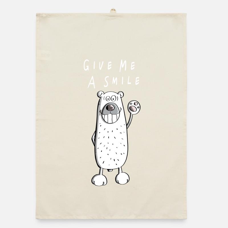 Give me A Smile - Eisbär - Eisbären - Bär - Bären Organic Geschirrtuch