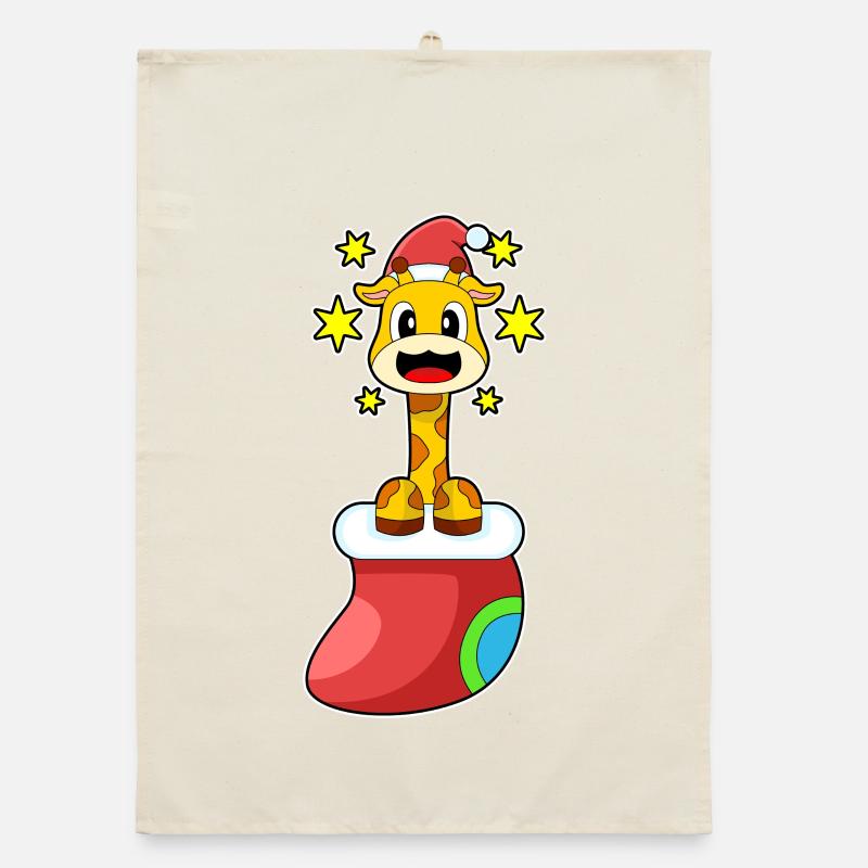 Girafe Noël Chaussettes de Noël Torchon bio