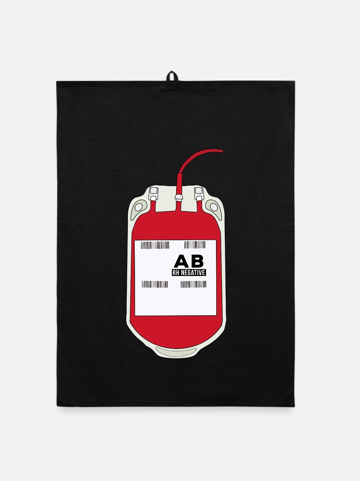 AB Negativer Blutbeutel - Organic Geschirrtuch - Schwarz - Vorne