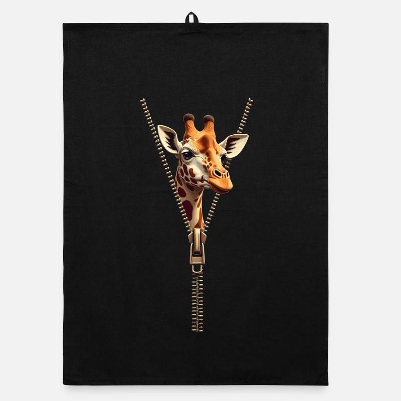 Stylized Giraffe with Zipper Organic dish towel