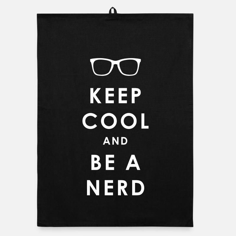 NERDY forever - Keep Cool und Be a Nerd - Organic Geschirrtuch - Schwarz