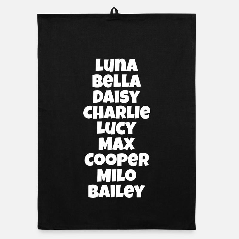 Liste colorée de noms de chiens Design de chiens Torchon bio
