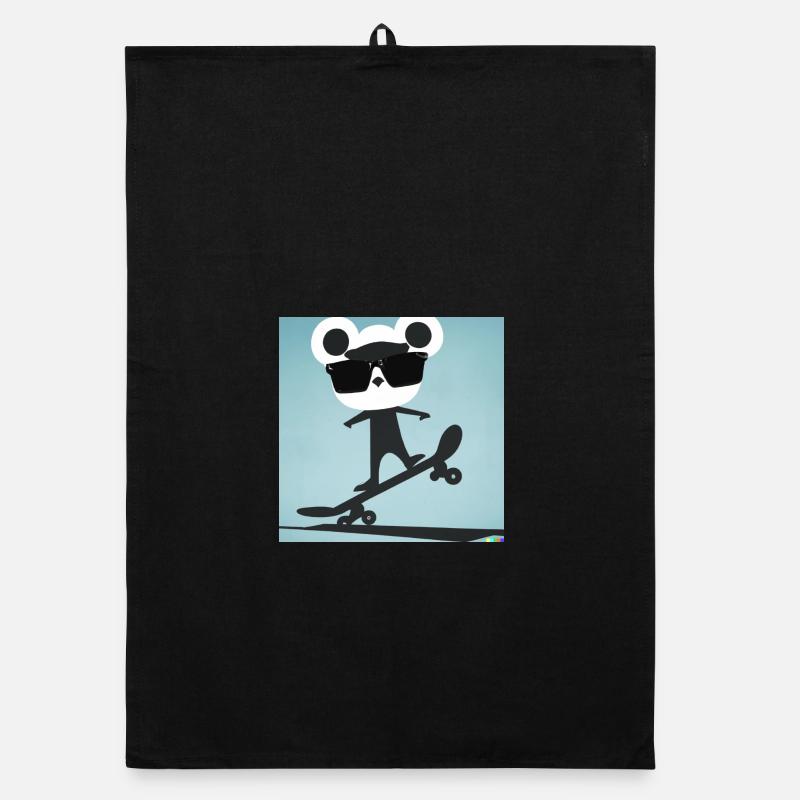 Skater Bär - Organic Geschirrtuch - Schwarz