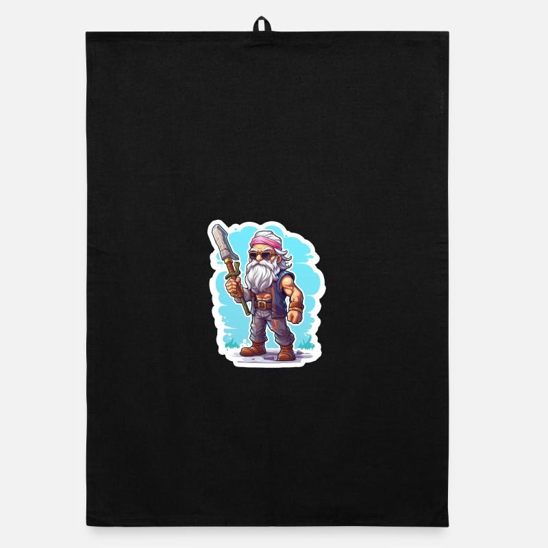 Pixel Rocker Mit Langem Bart Gaming Shirt Organic Geschirrtuch
