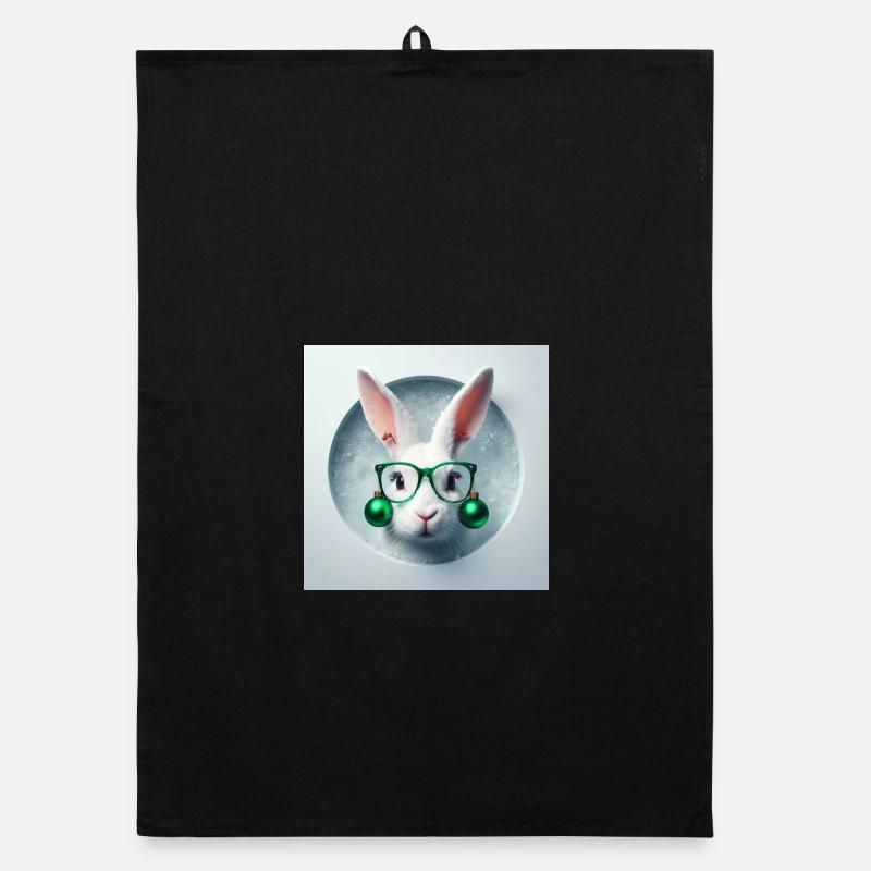 Lapin de Pâques avec décoration de Noël verte Torchon bio