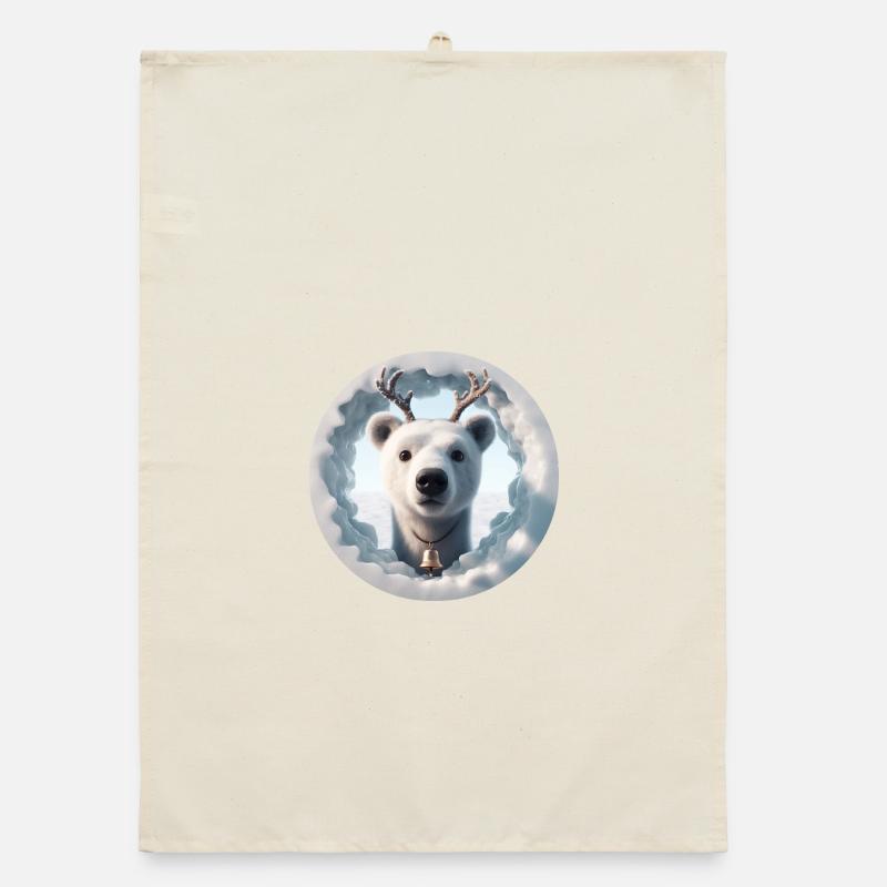 Reindeer head looking through ice Organic dish towel