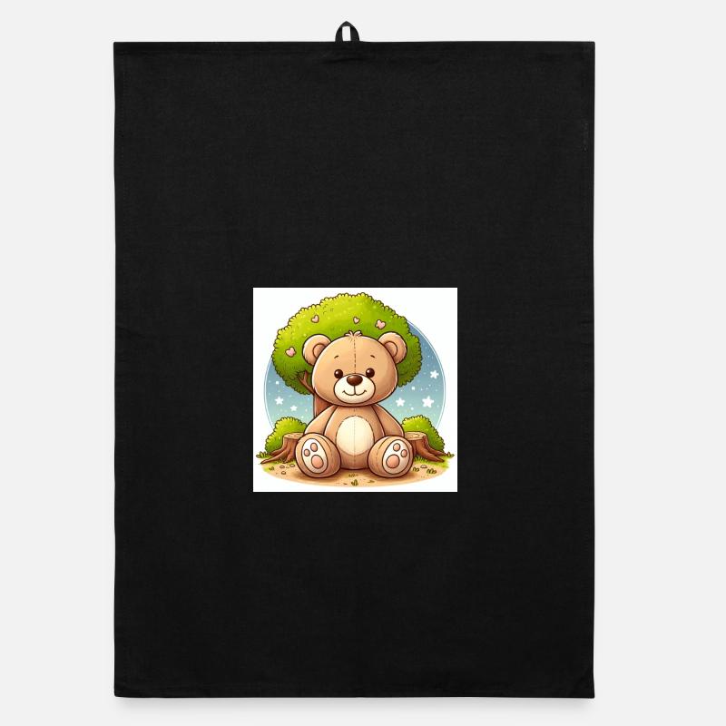 Ours en peluche devant un arbre Torchon bio