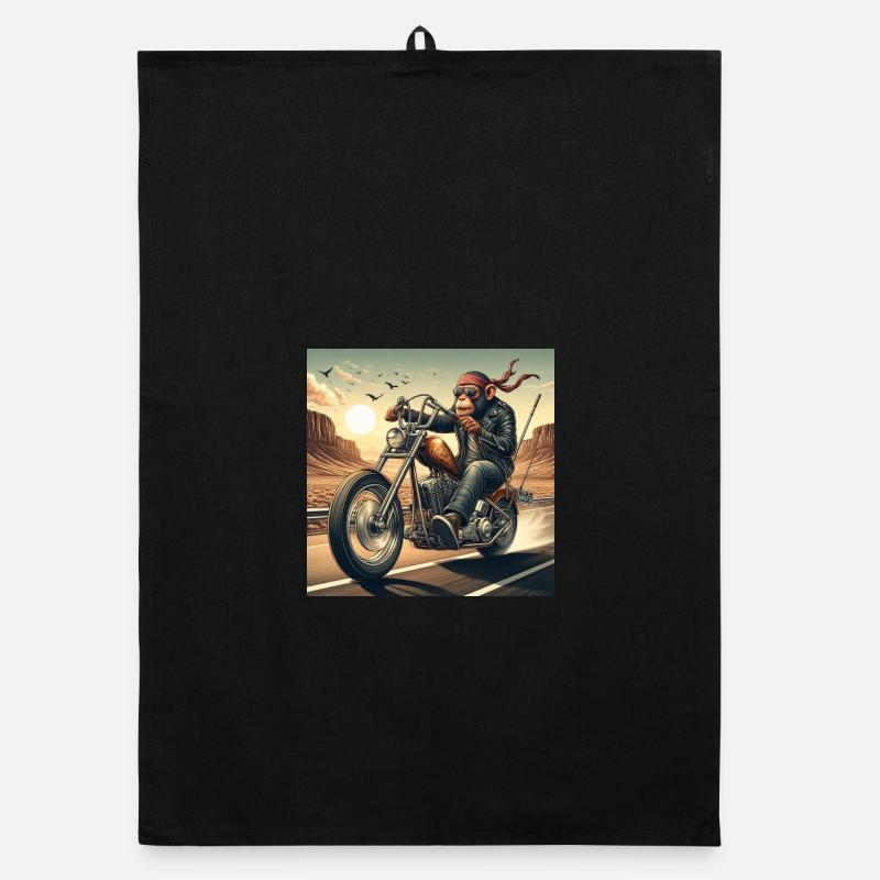 Cool monkey on a chopper Organic dish towel