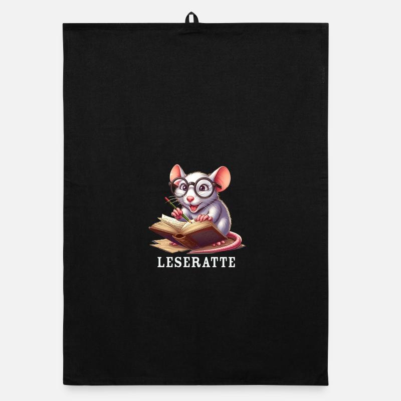 Bookworm with glasses and book Organic dish towel