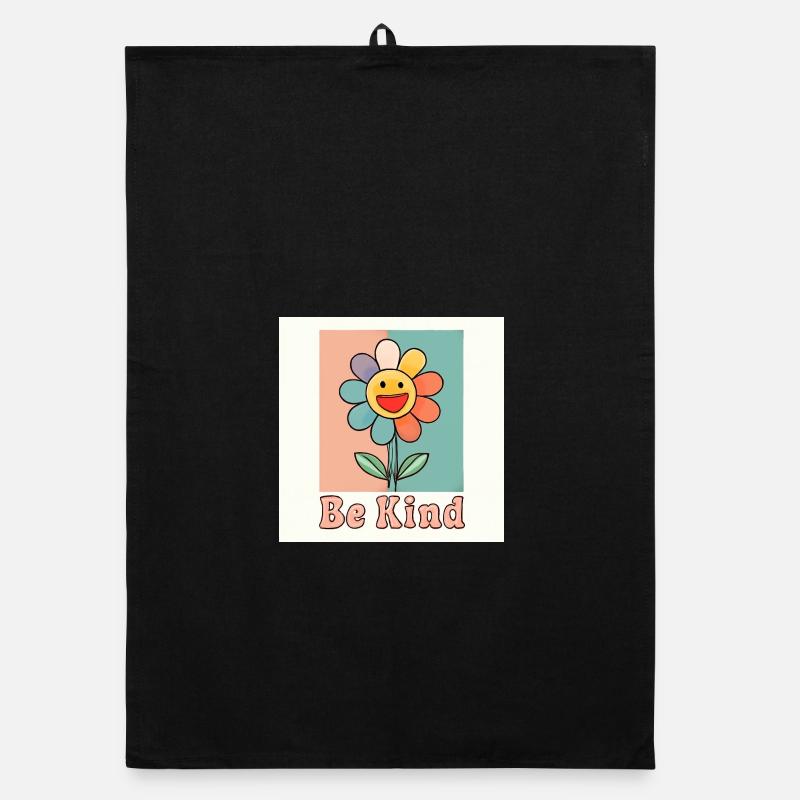 Be Kind - Fleur souriante colorée avec message positif Torchon bio