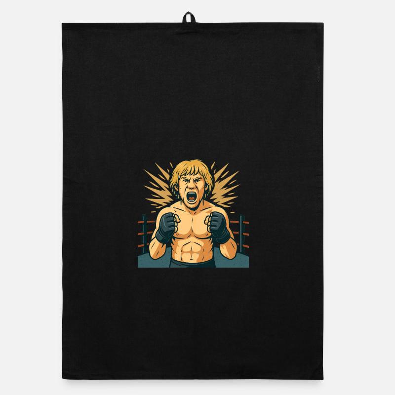 Kämpferischer Boxheld Comicstil Organic Geschirrtuch