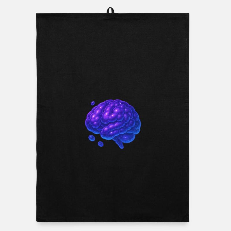3D Gehirn Molekular Blau Lila Organic Geschirrtuch