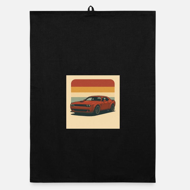 Roter Muscle Car Retro Design Organic Geschirrtuch