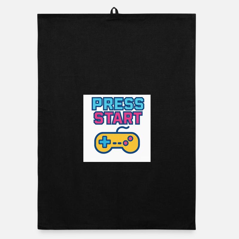 Press Start Gaming Graphics Vintage Organic dish towel