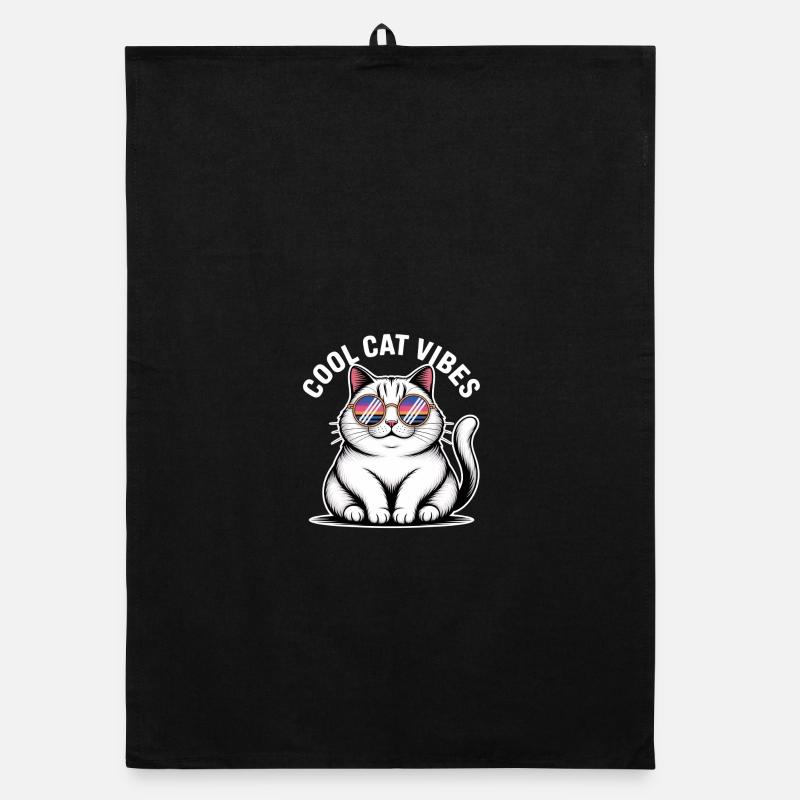 Chat copain avec lunettes Wave Torchon bio