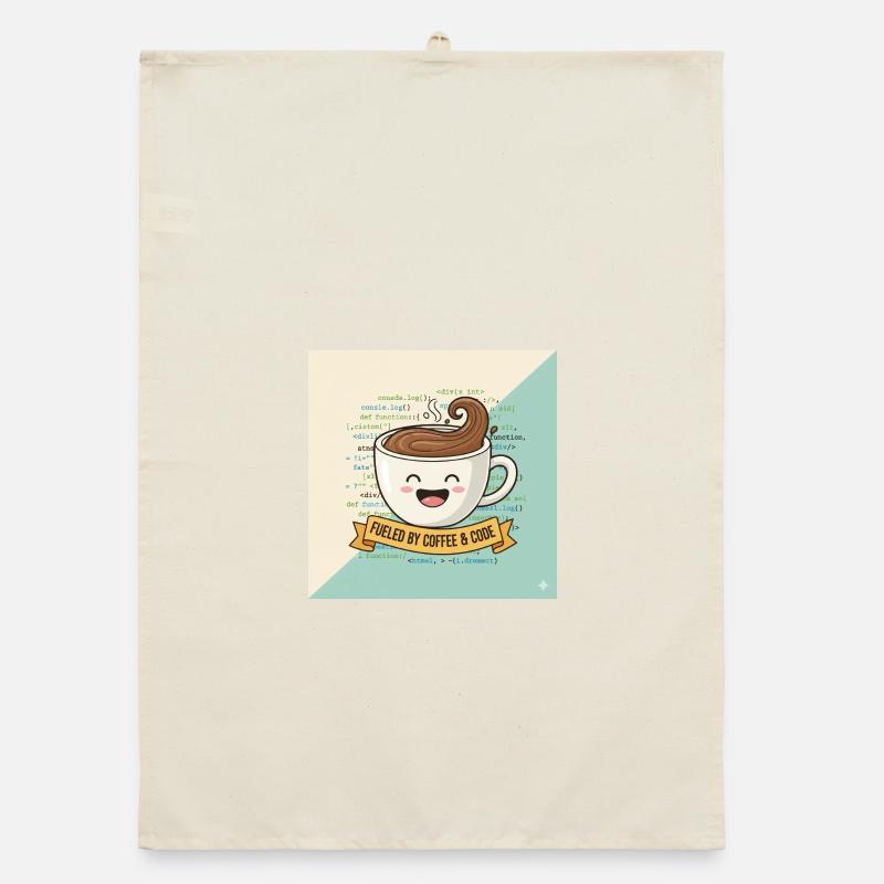 Happy Coffee Mug and Code Organic dish towel