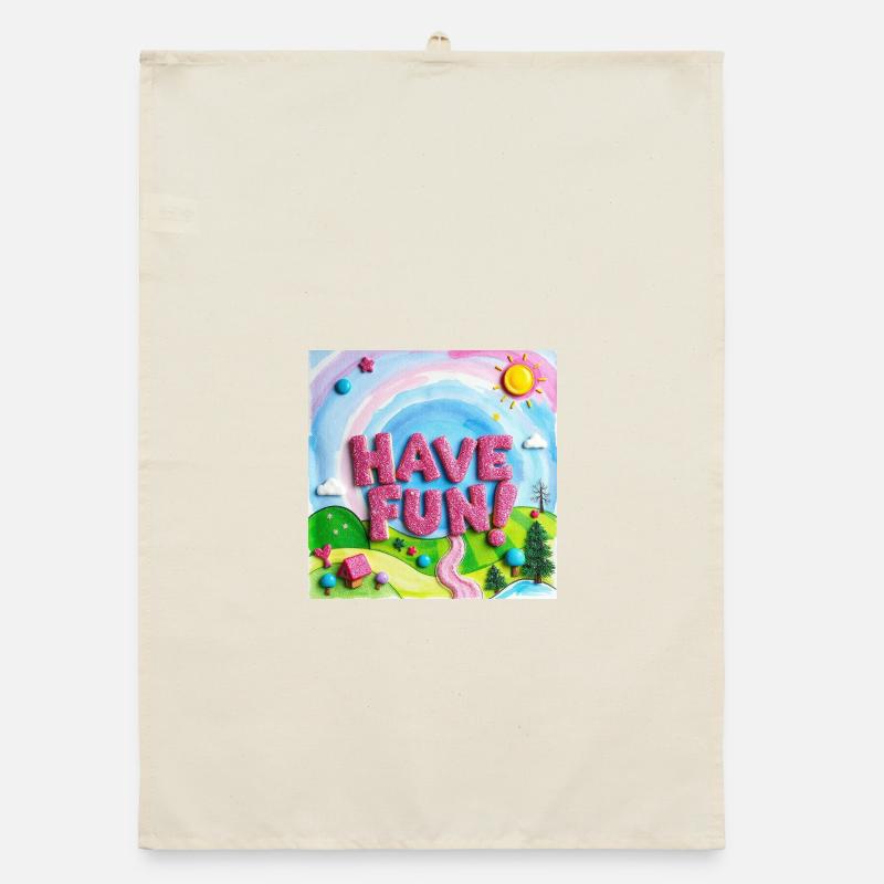 Cheerful Candy Forest Have fun! -Text Organic dish towel