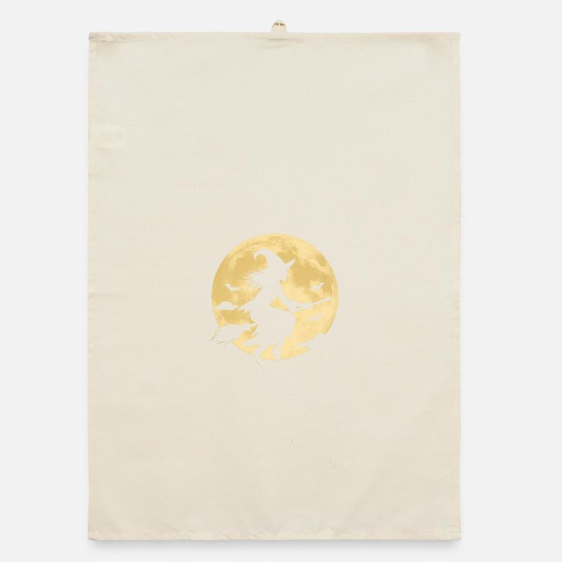 Moonlight Witch on Broom Organic dish towel