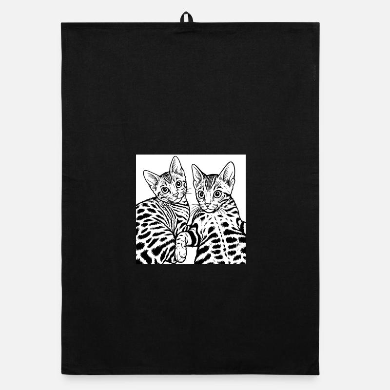 Dessin au trait Cat Duo Torchon bio