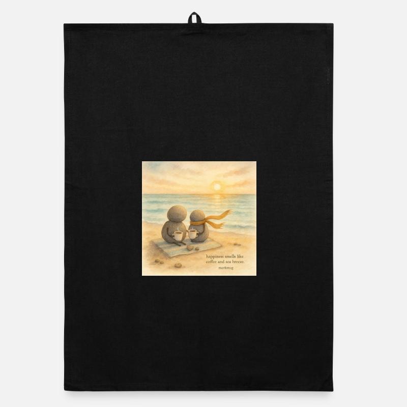 Sea Breeze Kaffee Begleiter - Organic Geschirrtuch - Schwarz
