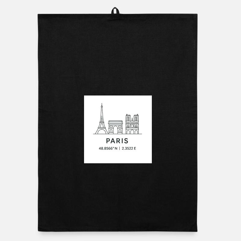 Paris Line Art Silhouette Point de repère Torchon bio
