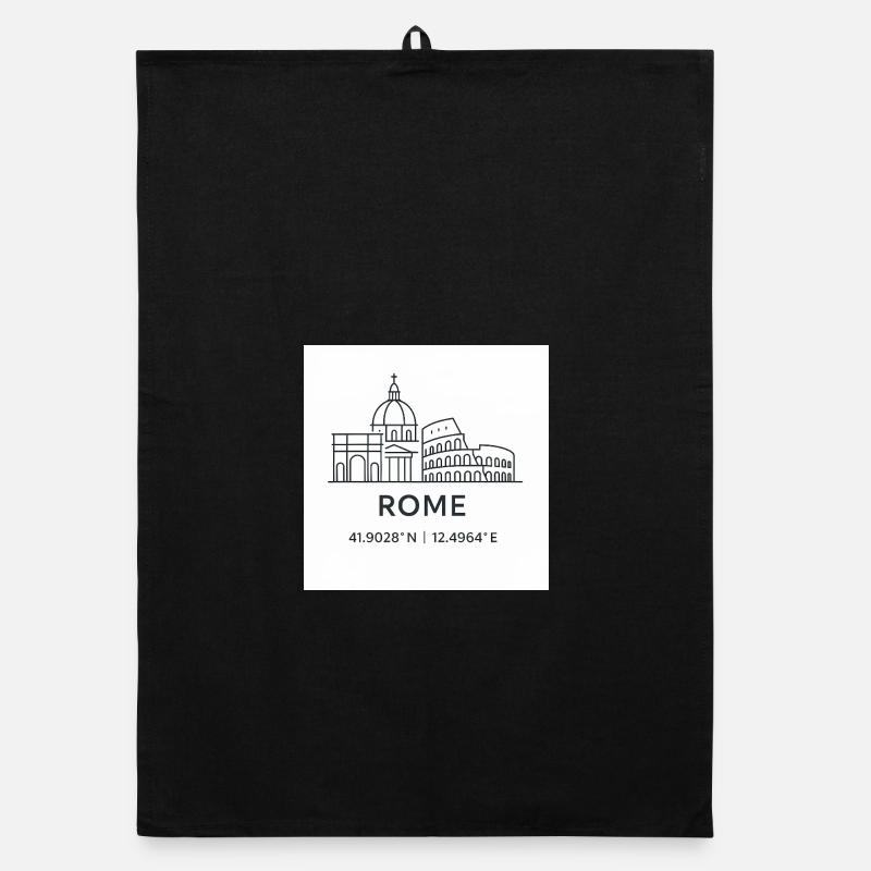 Rome Line Art Silhouette Point de repère Torchon bio