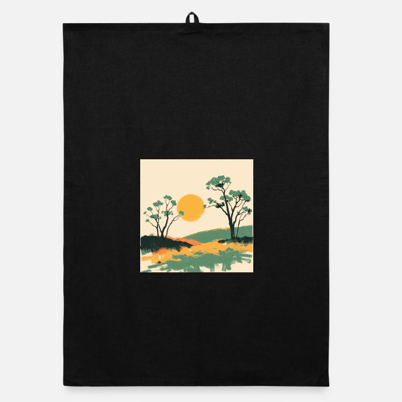 Solar Horizon and Pines Organic dish towel