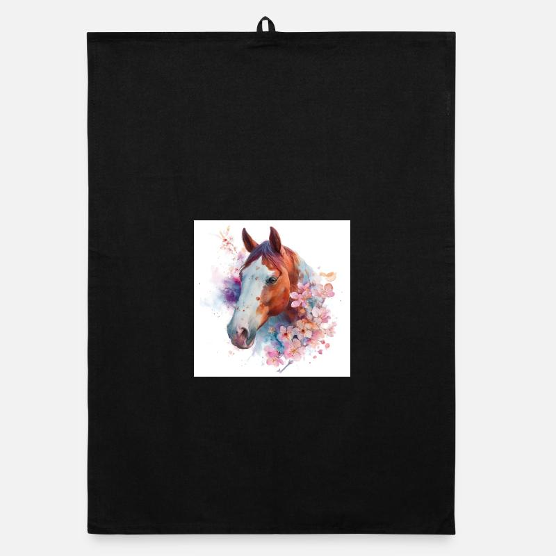 Floraison de cheval aquarelle Torchon bio
