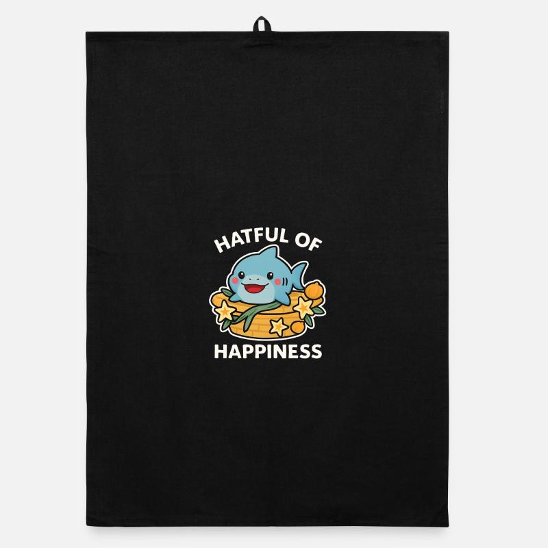 Un joli requin dans un panier porte-bonheur - Torchon bio - noir