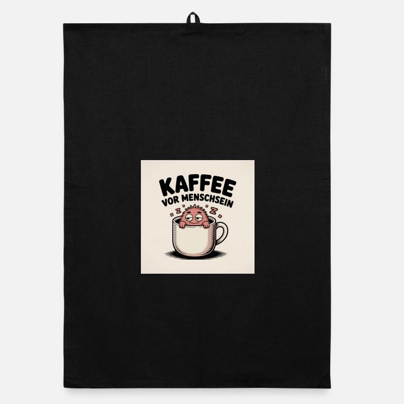 Coffee Before Being Human Cartoon Organic dish towel
