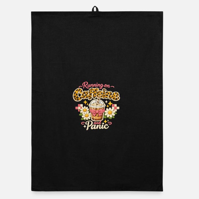 Running on Coffee and Panic Organic dish towel