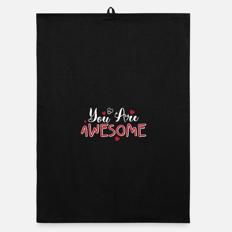 You Are Awesome Hearts Skript - Organic Geschirrtuch - Schwarz