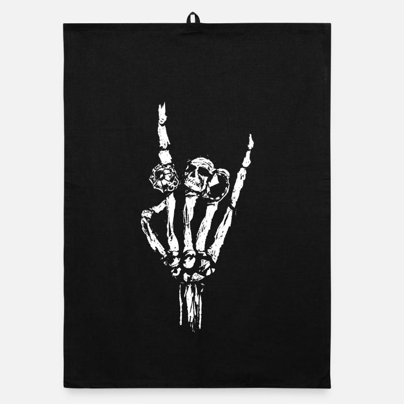 Skeleton hand with rings Organic dish towel