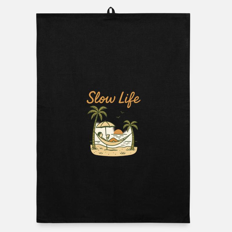 Slow Life Hammock at sunset Organic dish towel