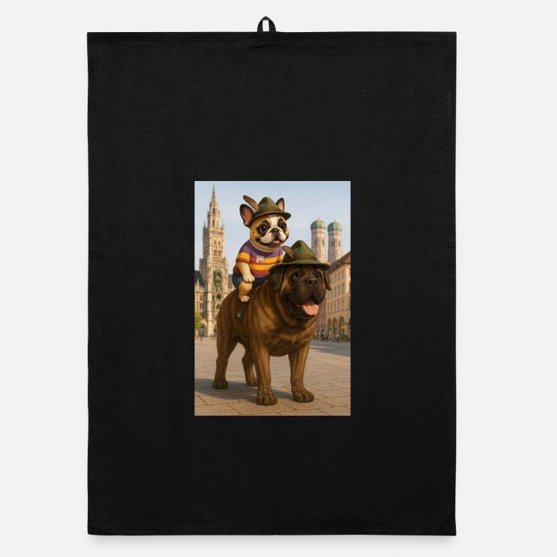 Bouledogue français et Mastiff à Munich Torchon bio