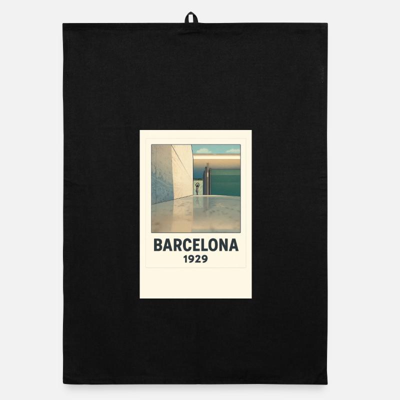 Barcelona 1929 Architectural Style Poster Organic dish towel