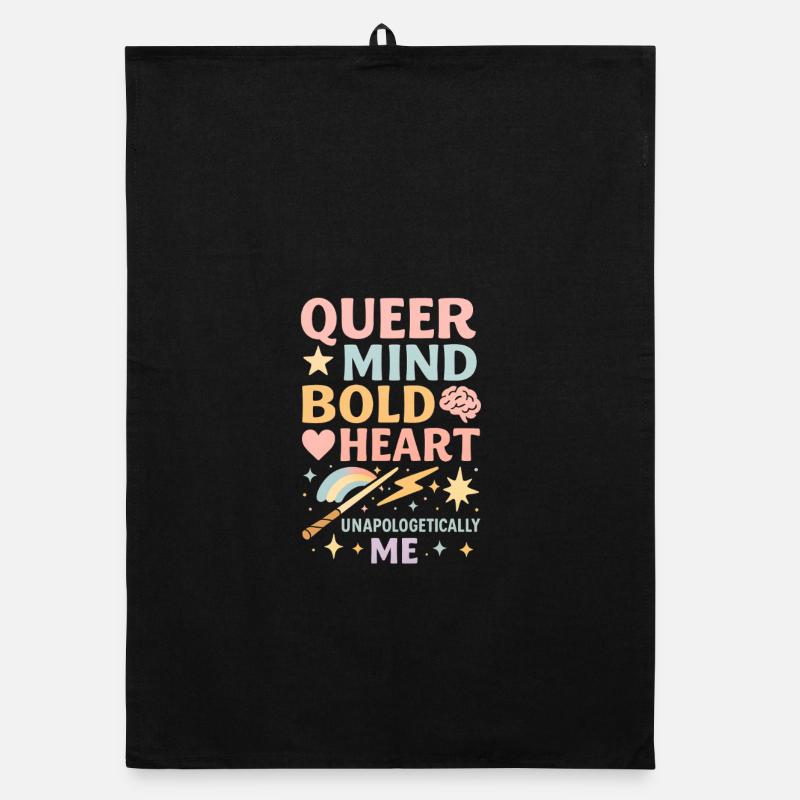 Queer Mind Bold Heart - Organic Geschirrtuch - Schwarz