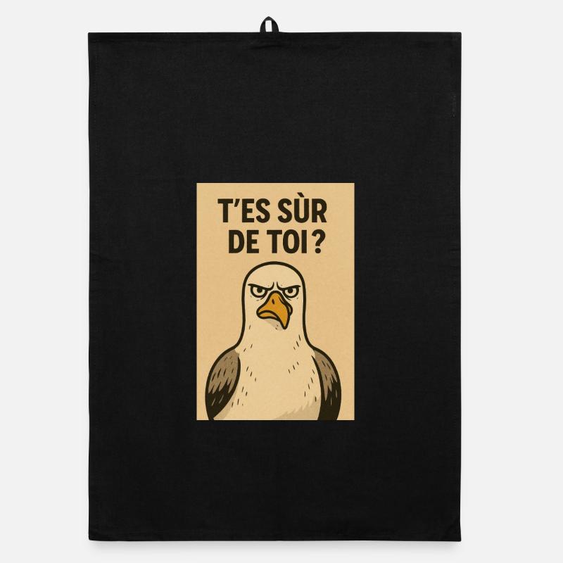 Bold bird humor Organic dish towel
