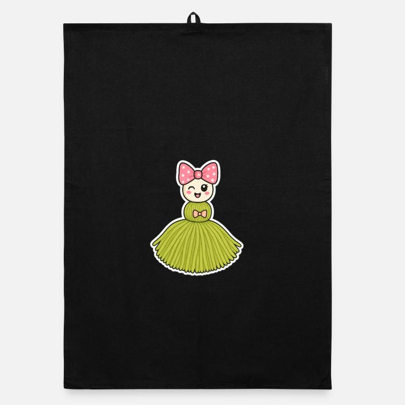 Tassel doll Stella - Organic dish towel - black
