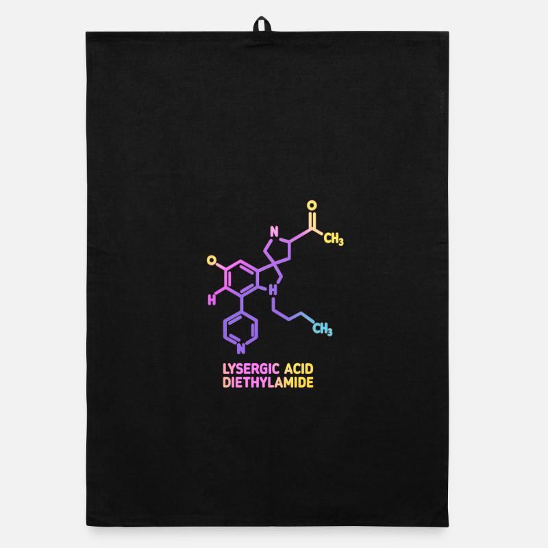 Psychedelic Molecular Art LSD - Organic dish towel - black