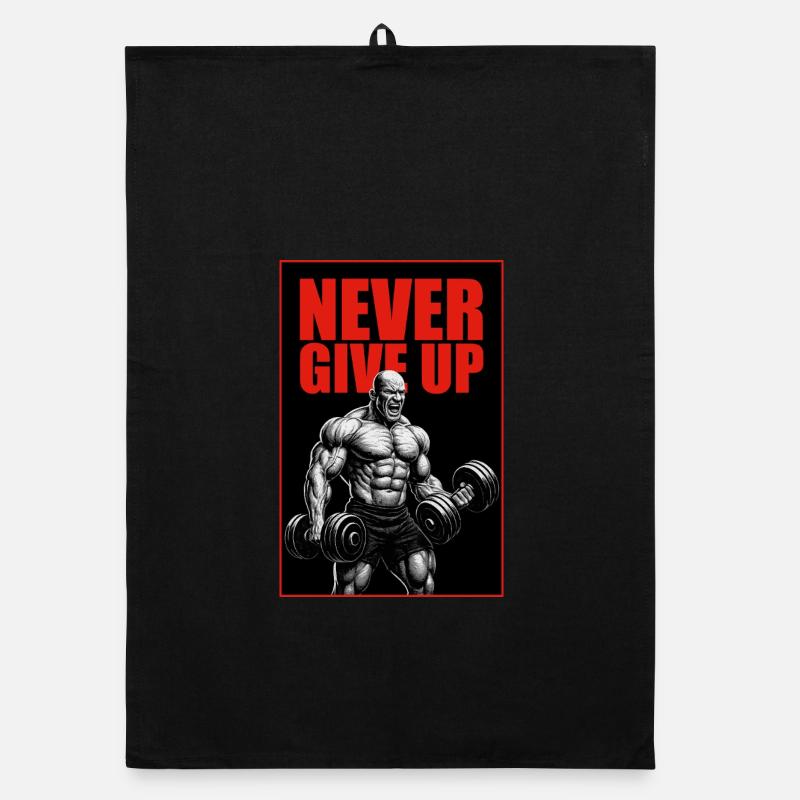 Never_Give_Up - Organic Geschirrtuch - Schwarz