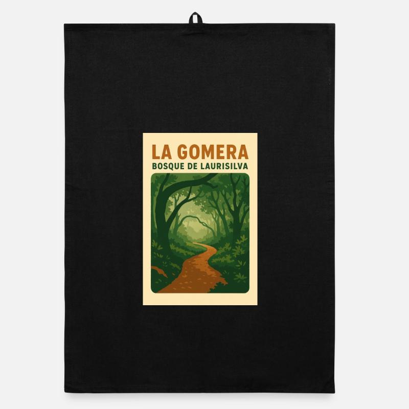 La_Gomera_-_Bosque_de_Laurisilva - Organic Geschirrtuch - Schwarz