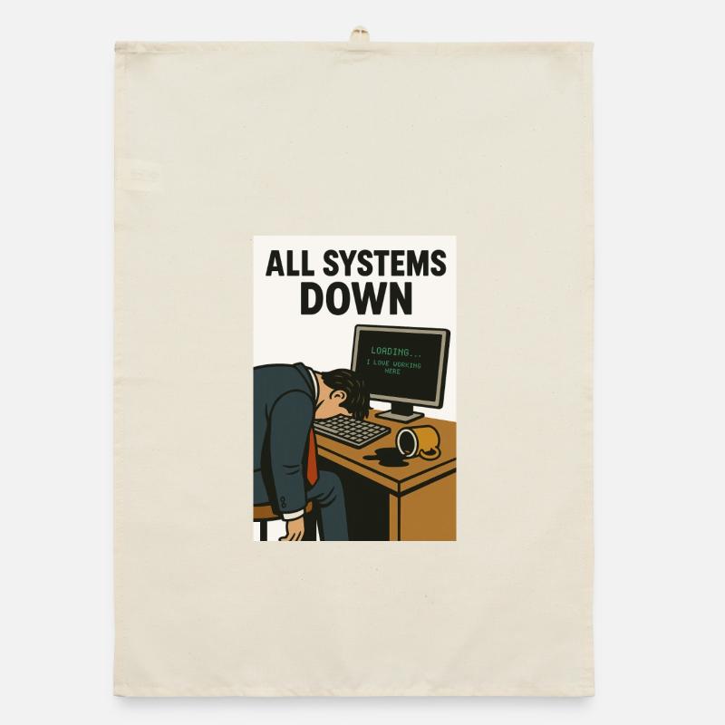 All Systems Down  IT Humor Karikatur  Organic Geschirrtuch