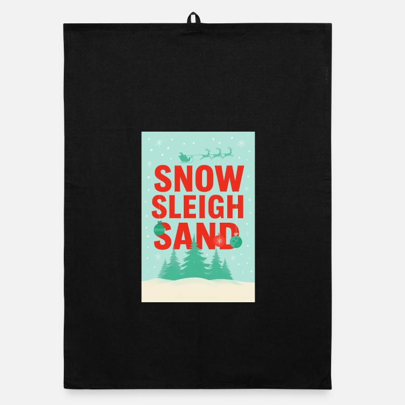 Snow Srogh Sand: Winterszene - Organic Geschirrtuch - Schwarz