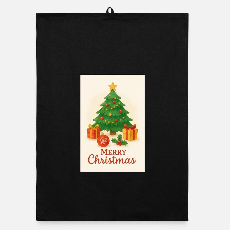 Christmas tree with gifts Organic dish towel